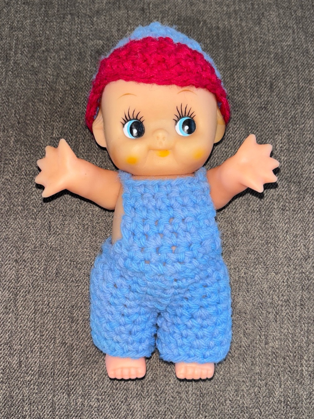 7 1/2 Inch Kewpie Doll with Blue Outfit Jointed Near Perfect #20